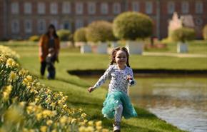 Visitors in the garden in spring at Erddig. Credit: National Trust Images/John Millar.